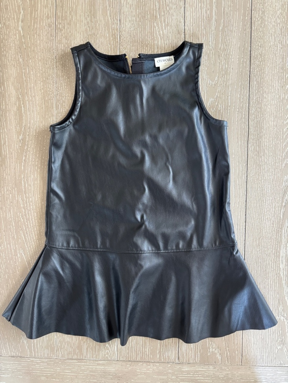 Crewcuts Black Faux Leather Peplum Dress
